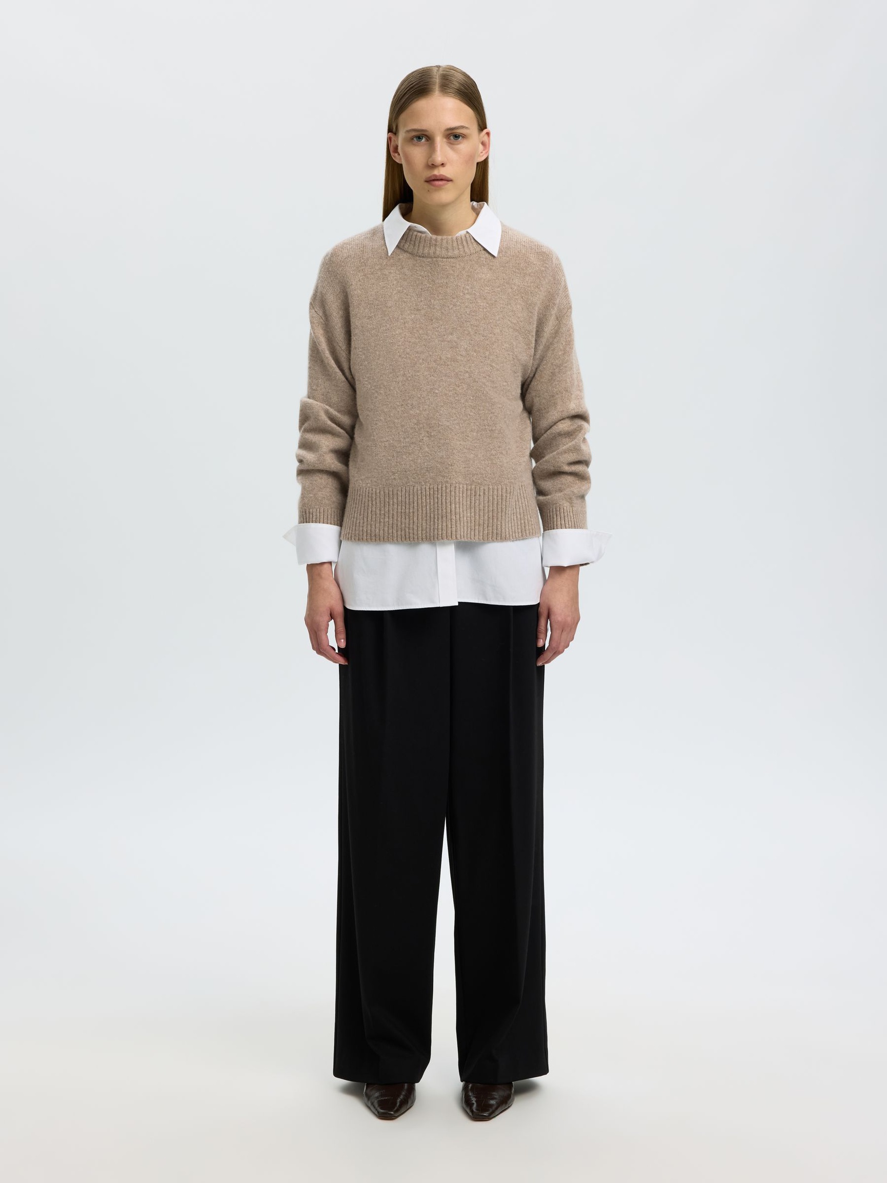 CASHMERE-BLANDING PULLOVER, Irish Cream, highres