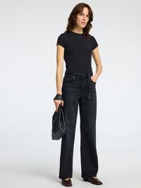 COUPE SLIM T-SHIRT RAS DU COU, Black, highres