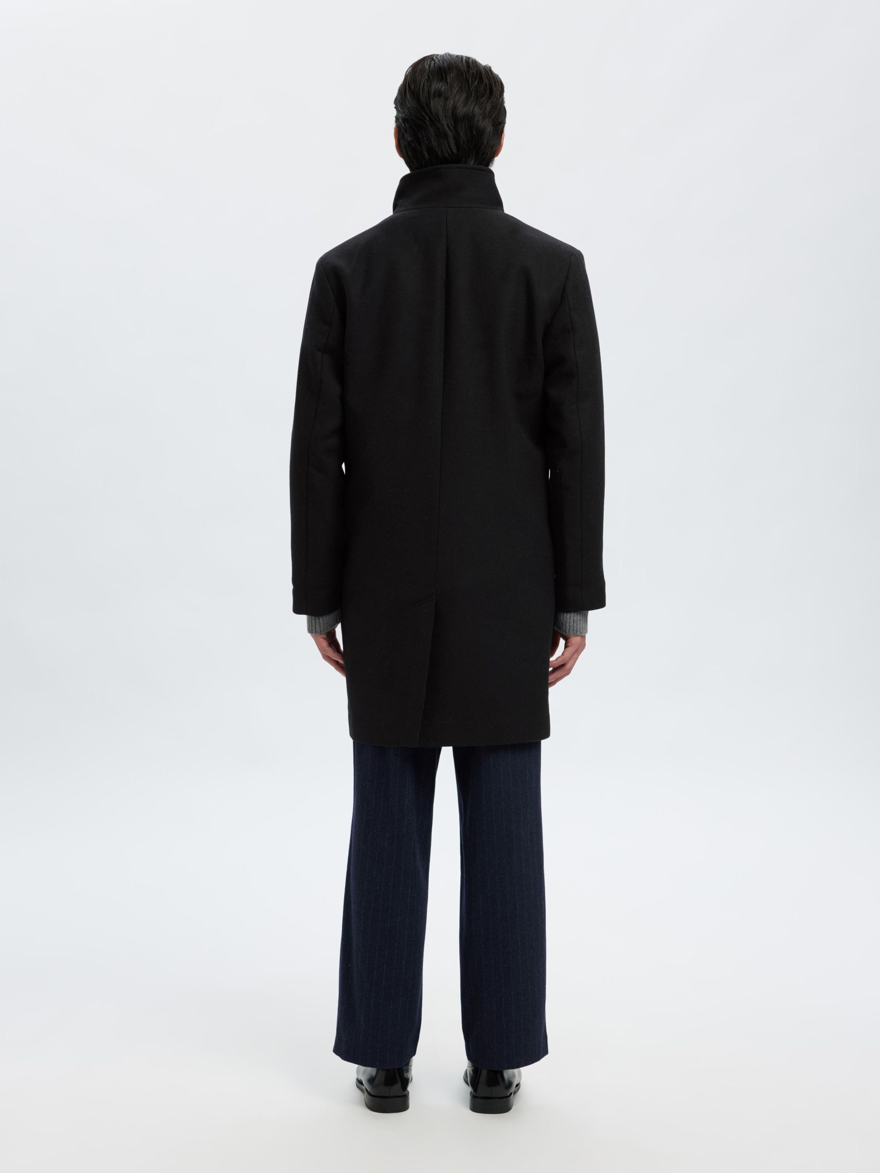 LONG WOOL-BLEND COAT | Black | Selected