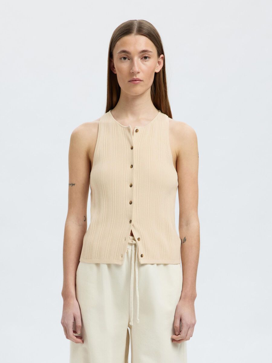 Selected GEBREIDE MOUWLOZE TOP, Birch, highres - 16097536_Birch_003.jpg
