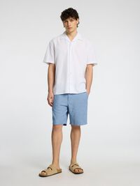 LIN MÉLANGÉ CHEMISE À MANCHES COURTES, White, highres