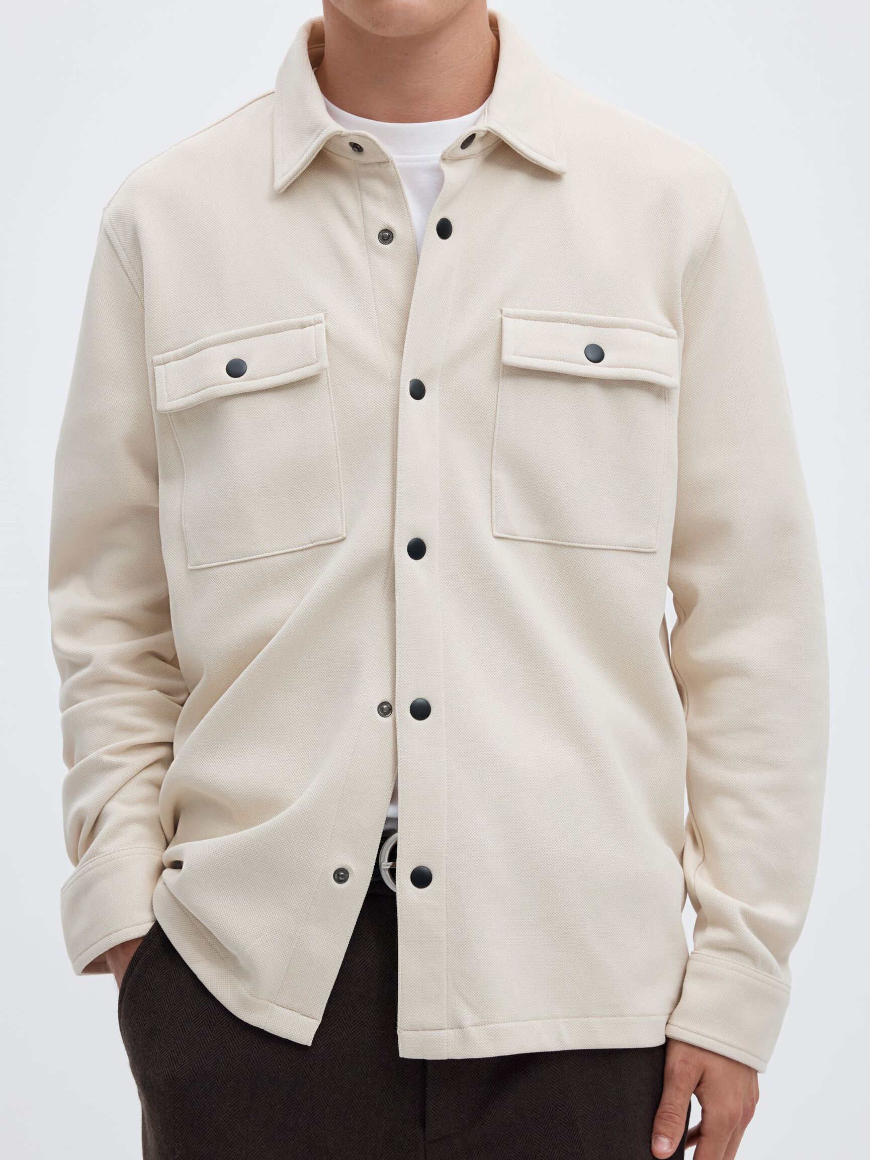 CLASSIC OVERSHIRT, Oatmeal, highres