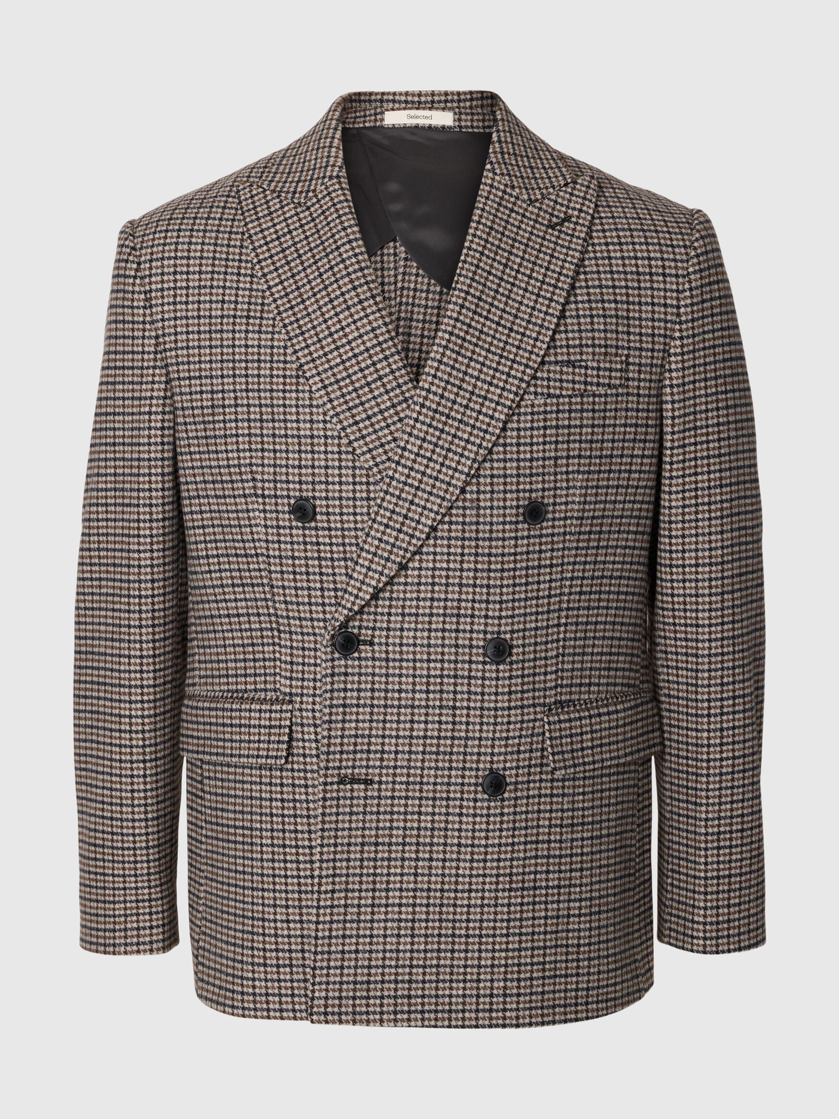 PEAK LAPEL DOUBLE-BREASTED BLAZER, Medium Grey Melange, highres