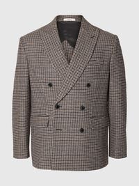 PEAK LAPEL DOUBLE-BREASTED BLAZER, Medium Grey Melange, highres