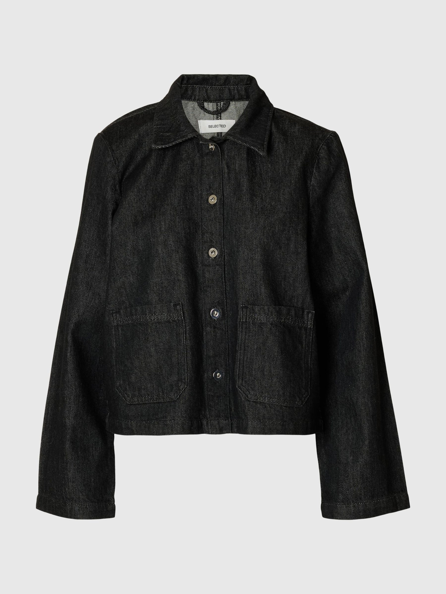 DARK WASH SPIJKERBLOUSE, Black Denim, highres
