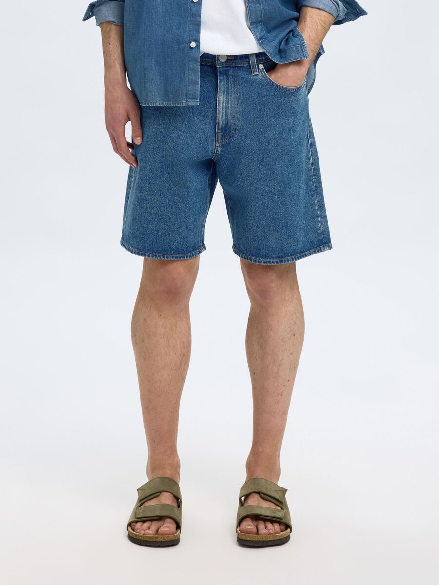 Selected MIDDELBLAUWE WASSING DENIM SHORT, Medium Blue Denim, highres - 16098699_MediumBlueDenim_003.jpg