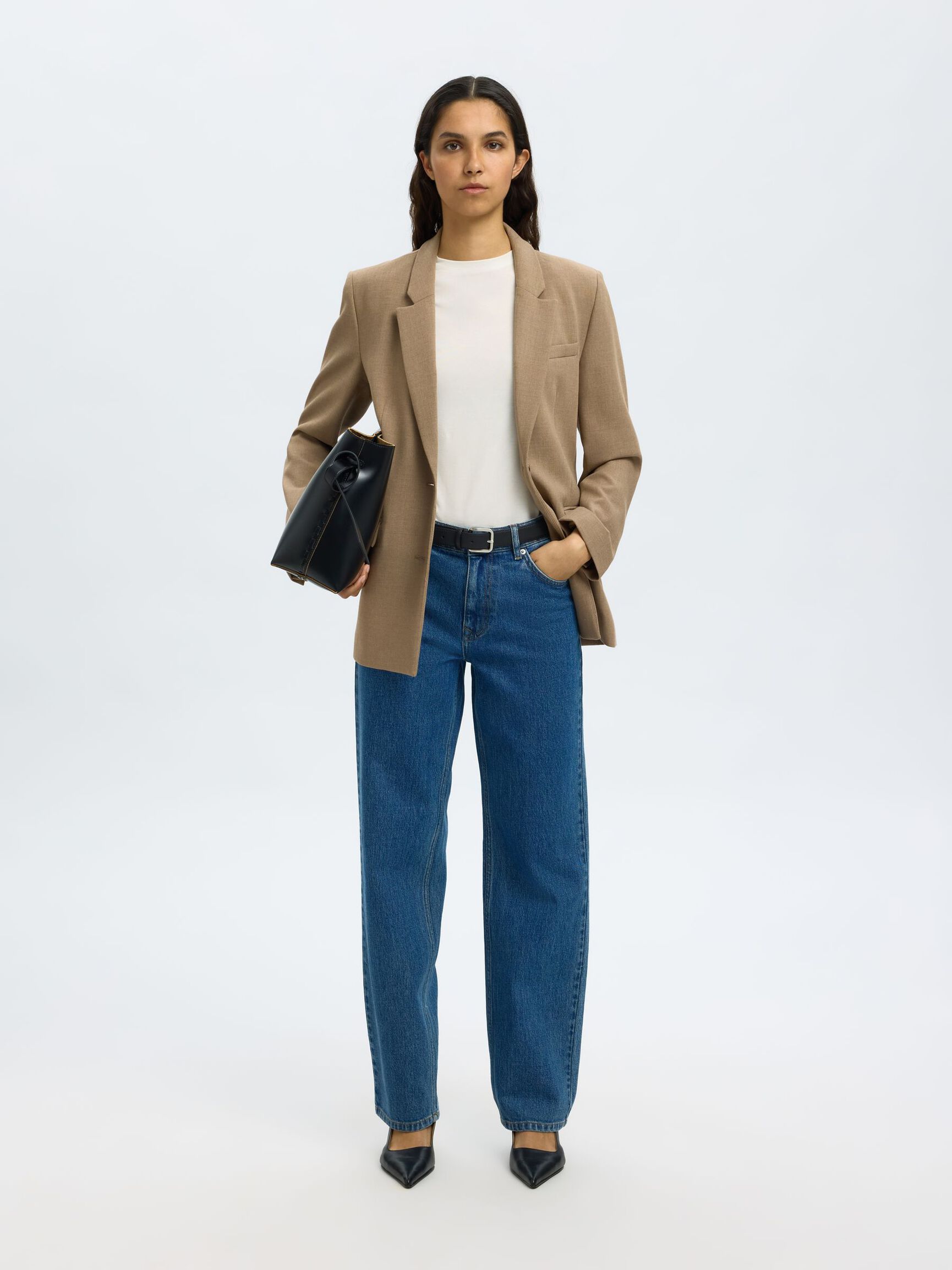 NORMALHÖGA STRAIGHT FIT-JEANS, Medium Blue Denim, highres