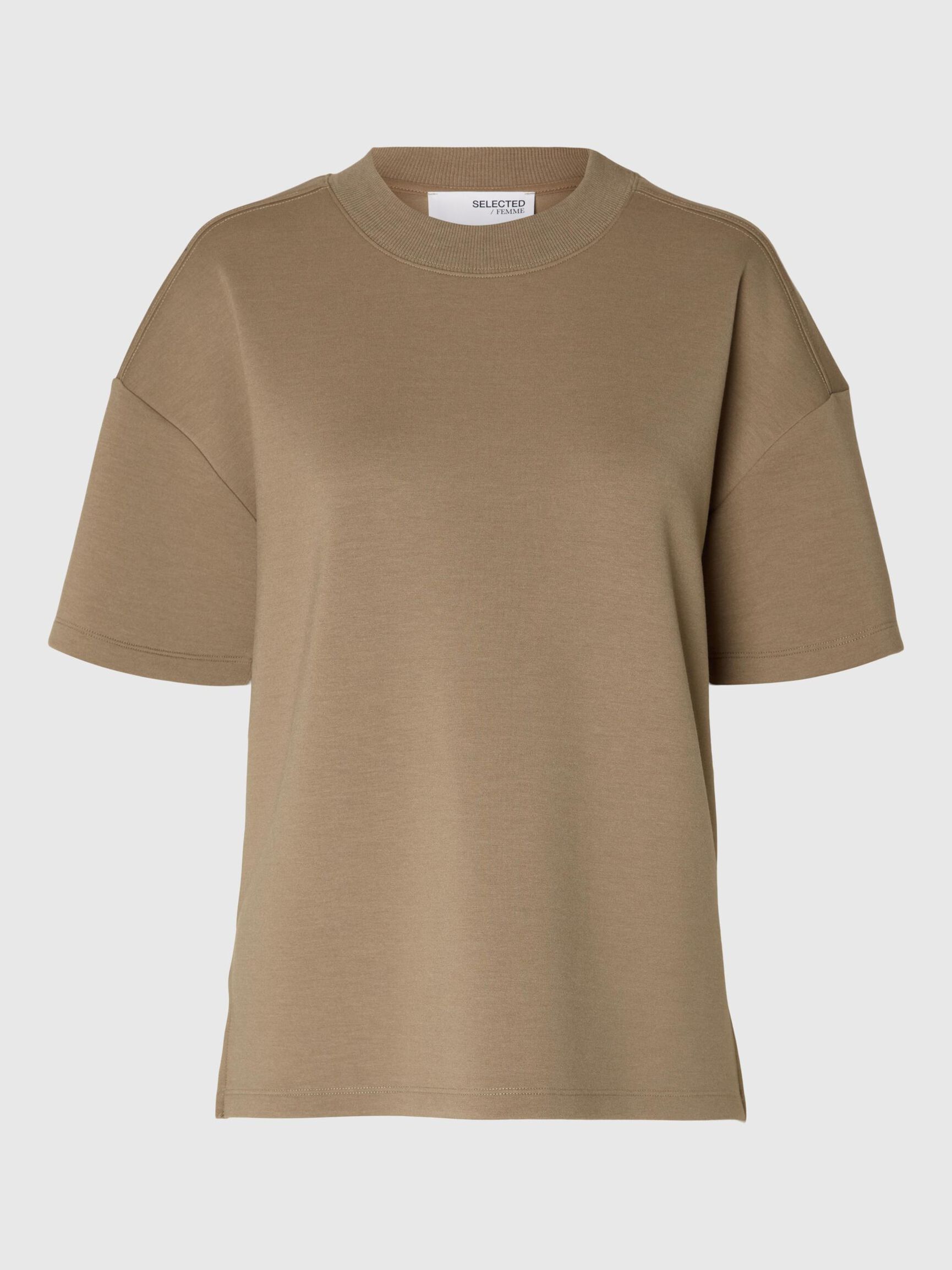 MOCK NECK T-SHIRT, Greige, highres
