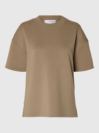 MOCK NECK T-SHIRT, Greige, highres