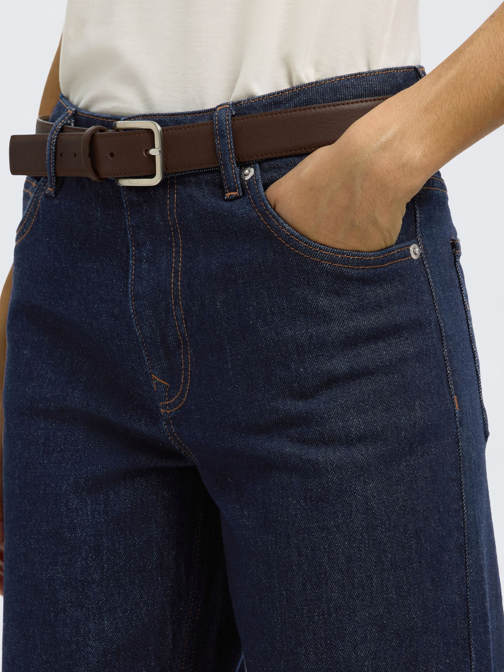 MID WAIST STRAIGHT FIT JEANS, Dark Blue Denim, highres