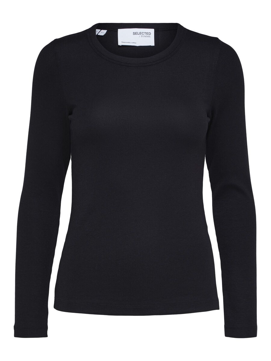 Selected LANGÄRMELIGES T-SHIRT, Black, highres - 16090484_Black_001.jpg