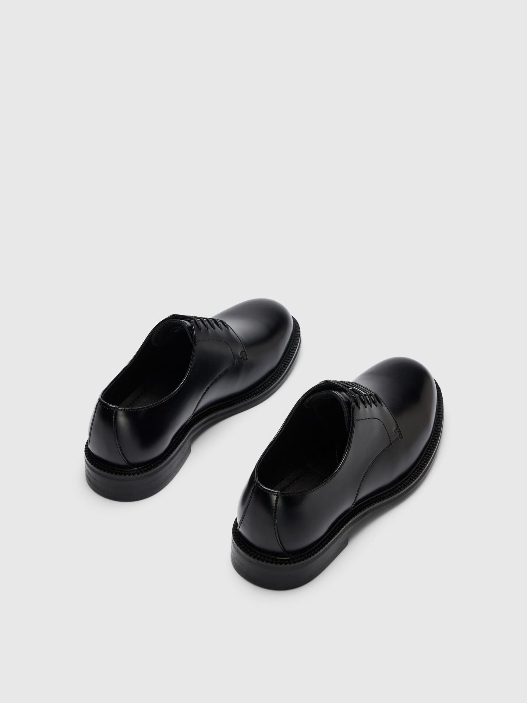 LEATHER DERBY SHOES, Black, highres