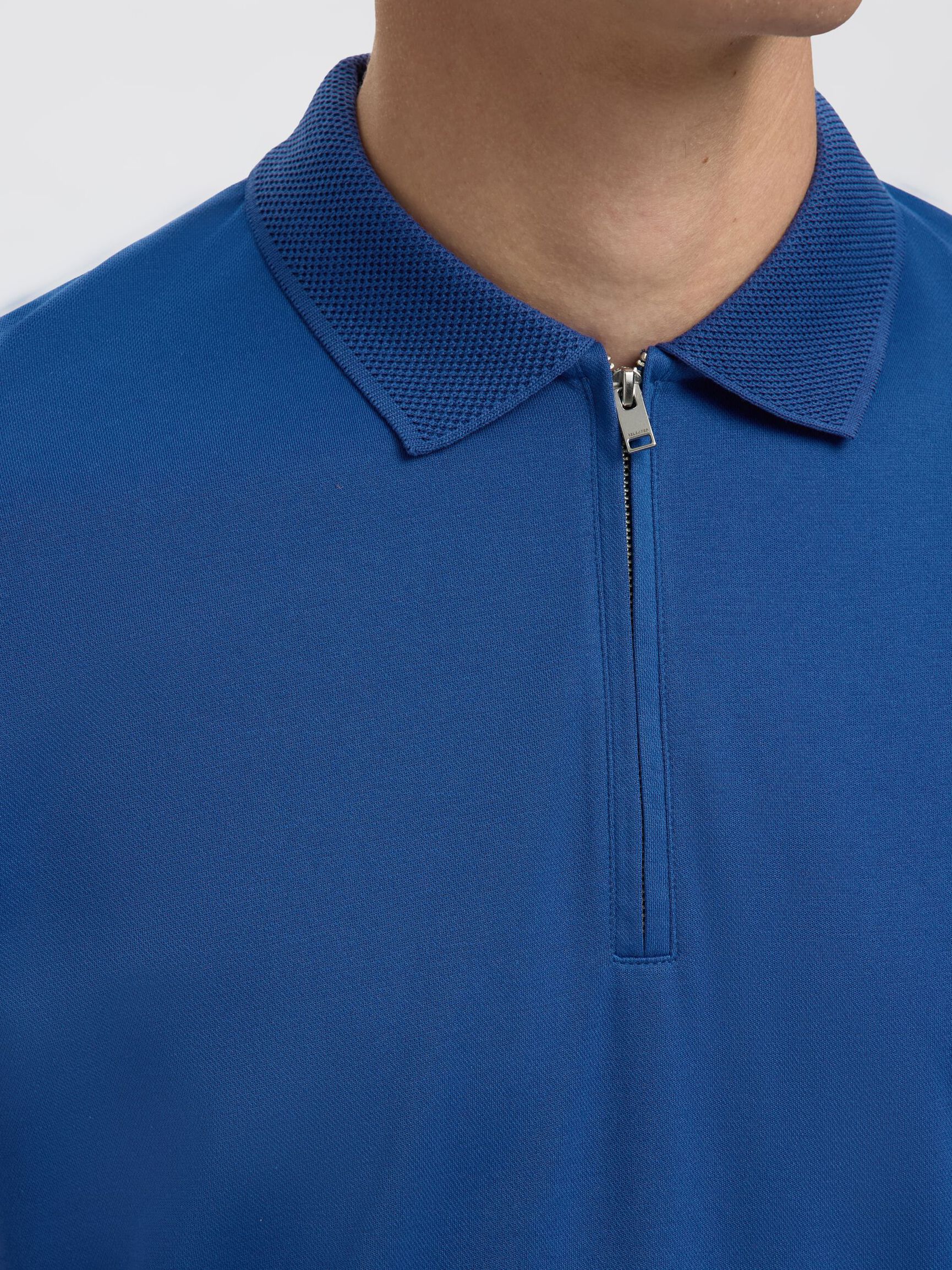 ZIPPER POLO SHIRT, Set Sail, highres