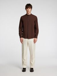 LONGSLEEVE LINNENMIX OVERHEMD, Coffee Bean, highres