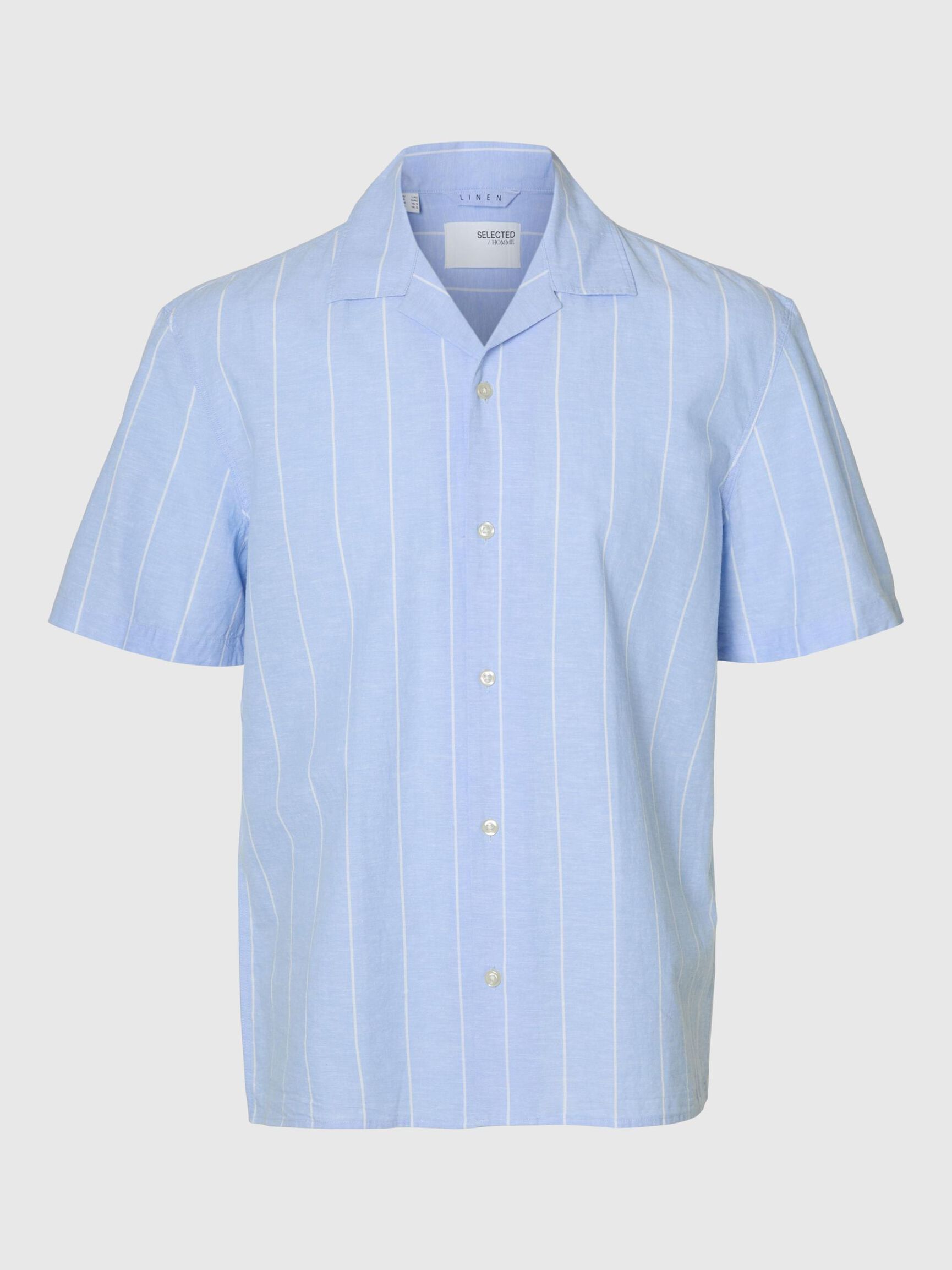 LIN MÉLANGÉ CHEMISE À MANCHES COURTES, Cashmere Blue, highres