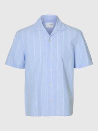 LIN MÉLANGÉ CHEMISE À MANCHES COURTES, Cashmere Blue, highres