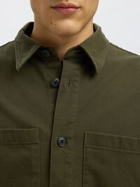 REGULAR FIT TWILL OVERSHIRT, Forest Night, highres