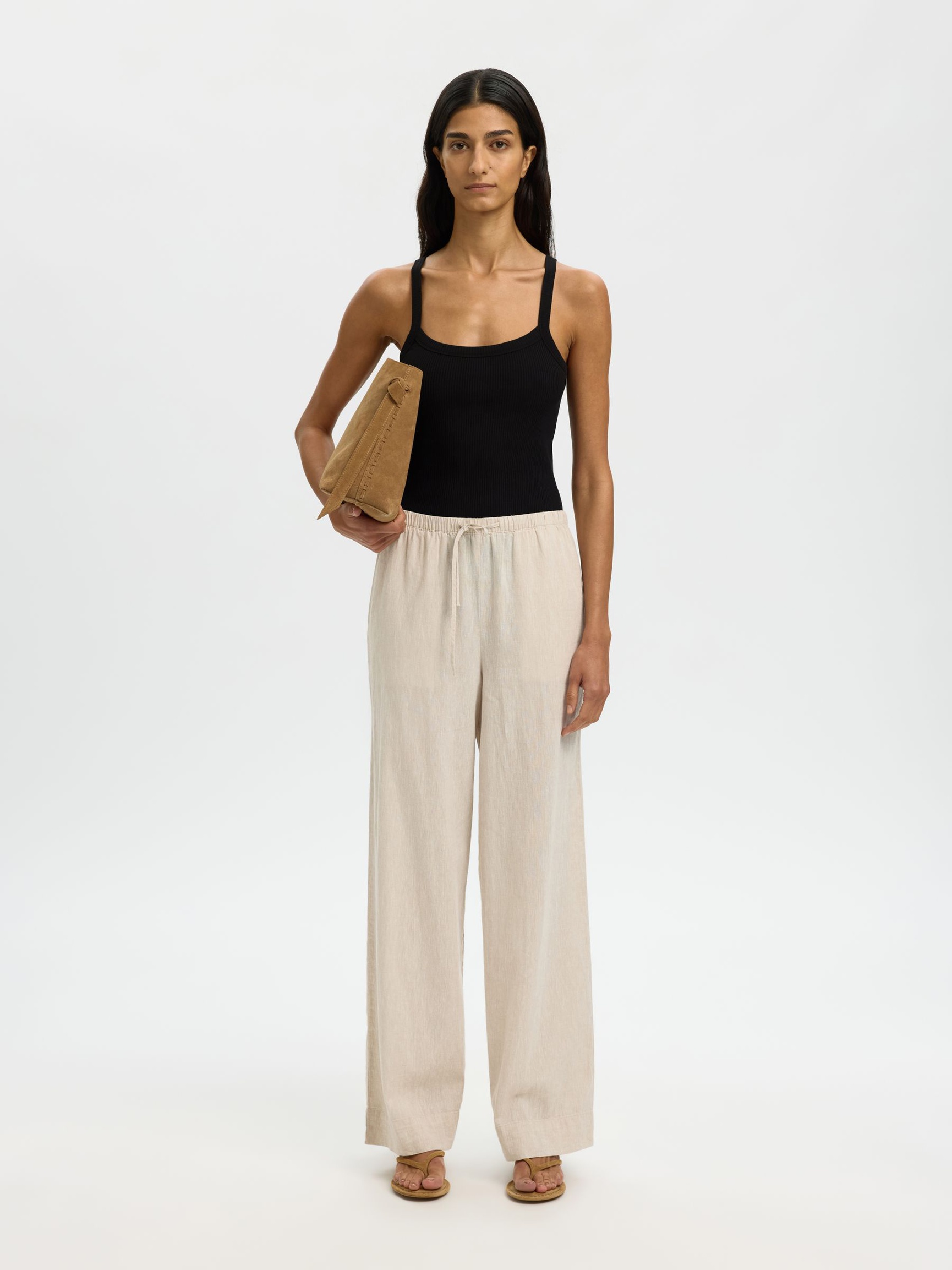 COTTON TANK TOP, Black, highres