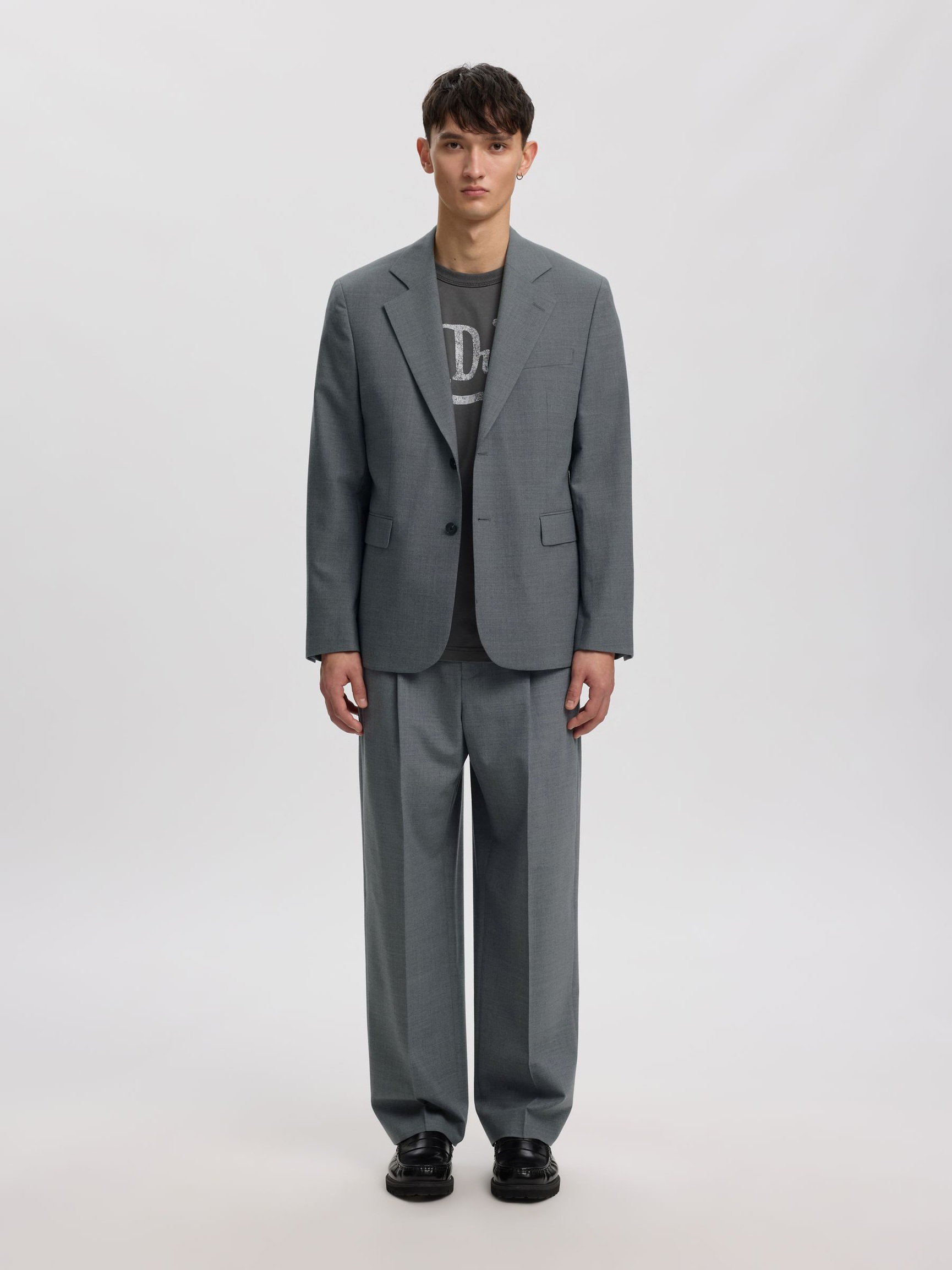 LAINE MÉLANGÉE PANTALON AMPLE, Light Grey Melange, highres