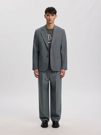 WOOL BLEND LOOSE-FIT TROUSERS, Light Grey Melange, highres