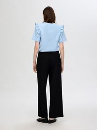 FRILLED SHORT-SLEEVED T-SHIRT, Cashmere Blue, highres