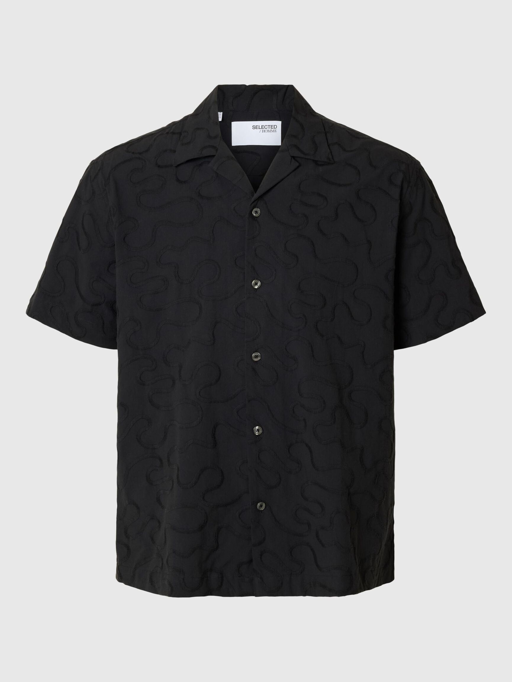 BORDADO CAMISA DE MANGA CORTA, Black, highres