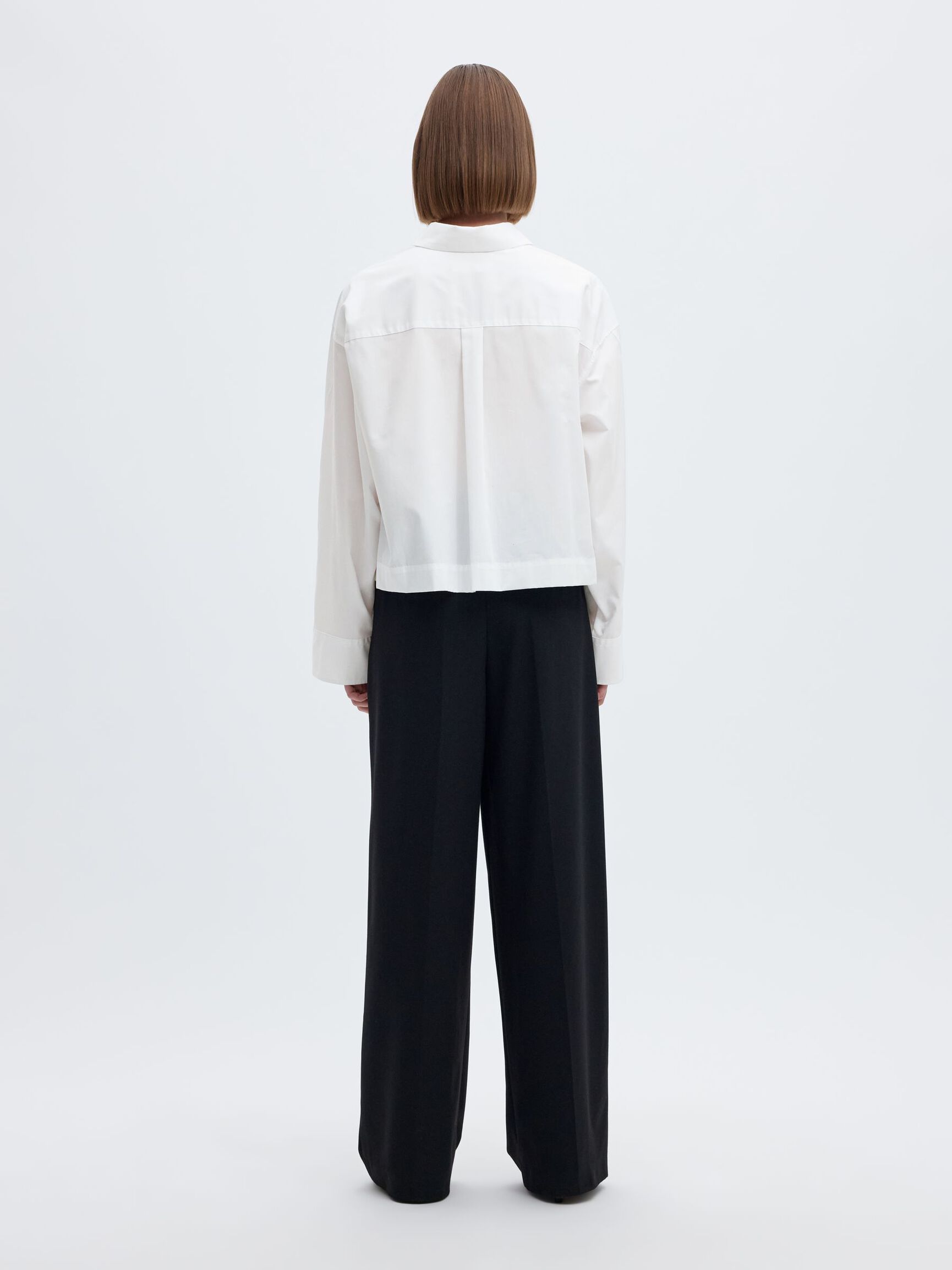 COTTON  CROPPED SHIRT, Bright White, highres