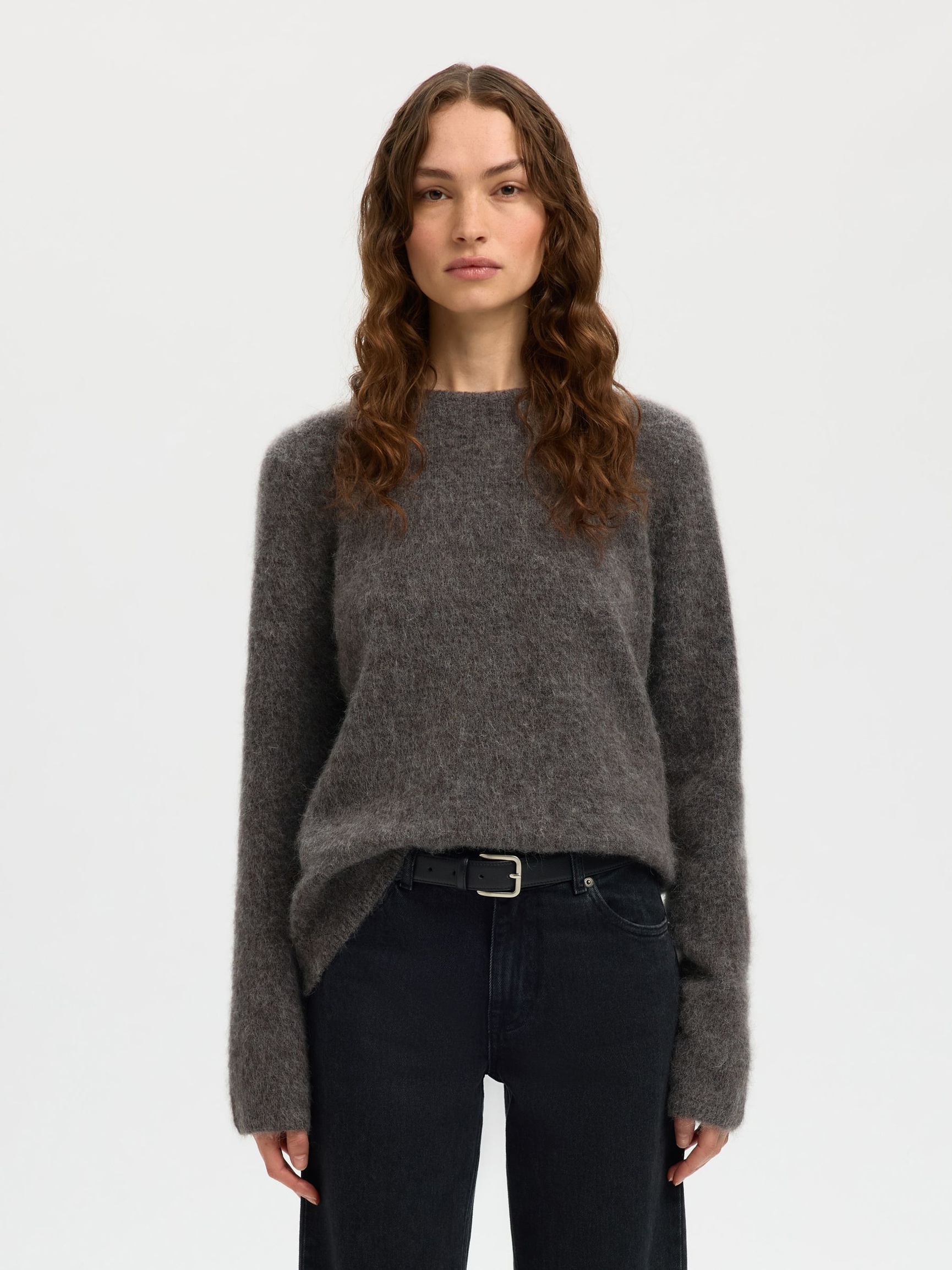 PULL EN MAILLE, Medium Grey Melange, highres