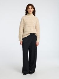 WOLLGEMISCH PULLOVER MIT HOHEM KRAGEN, Birch, highres