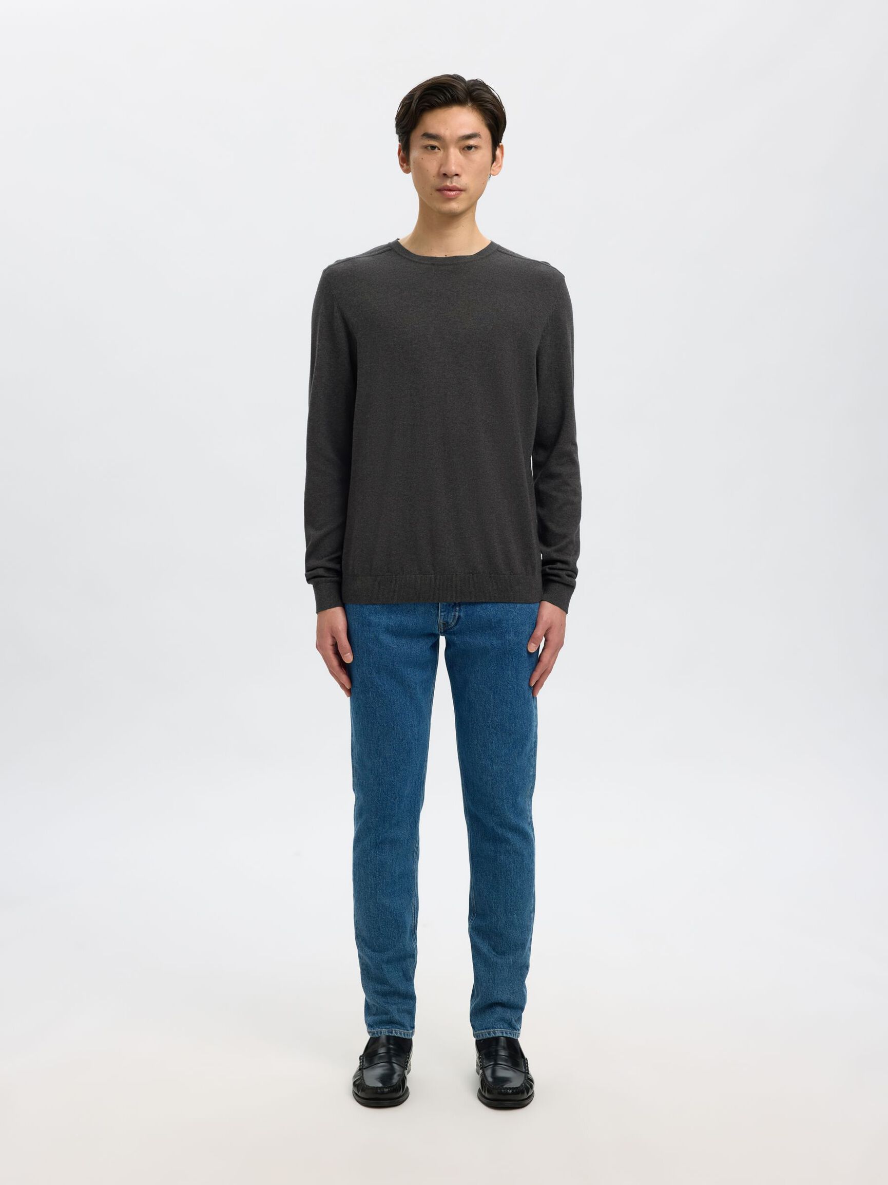 LONG-SLEEVED KNITTED JUMPER, Antracit, highres