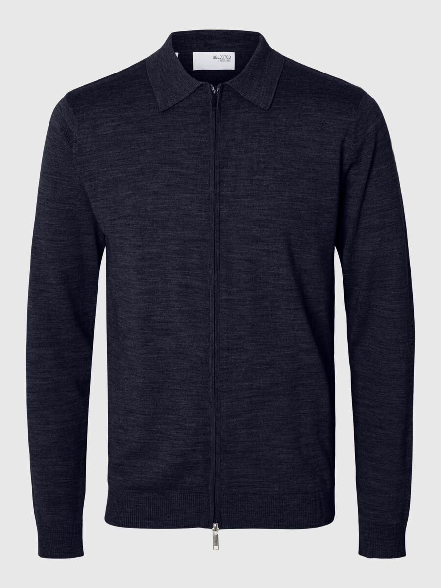 Selected WOOL BLEND ZIP-FRONT CARDIGAN, Dark Sapphire, highres - 16097977_DarkSapphire_001.jpg