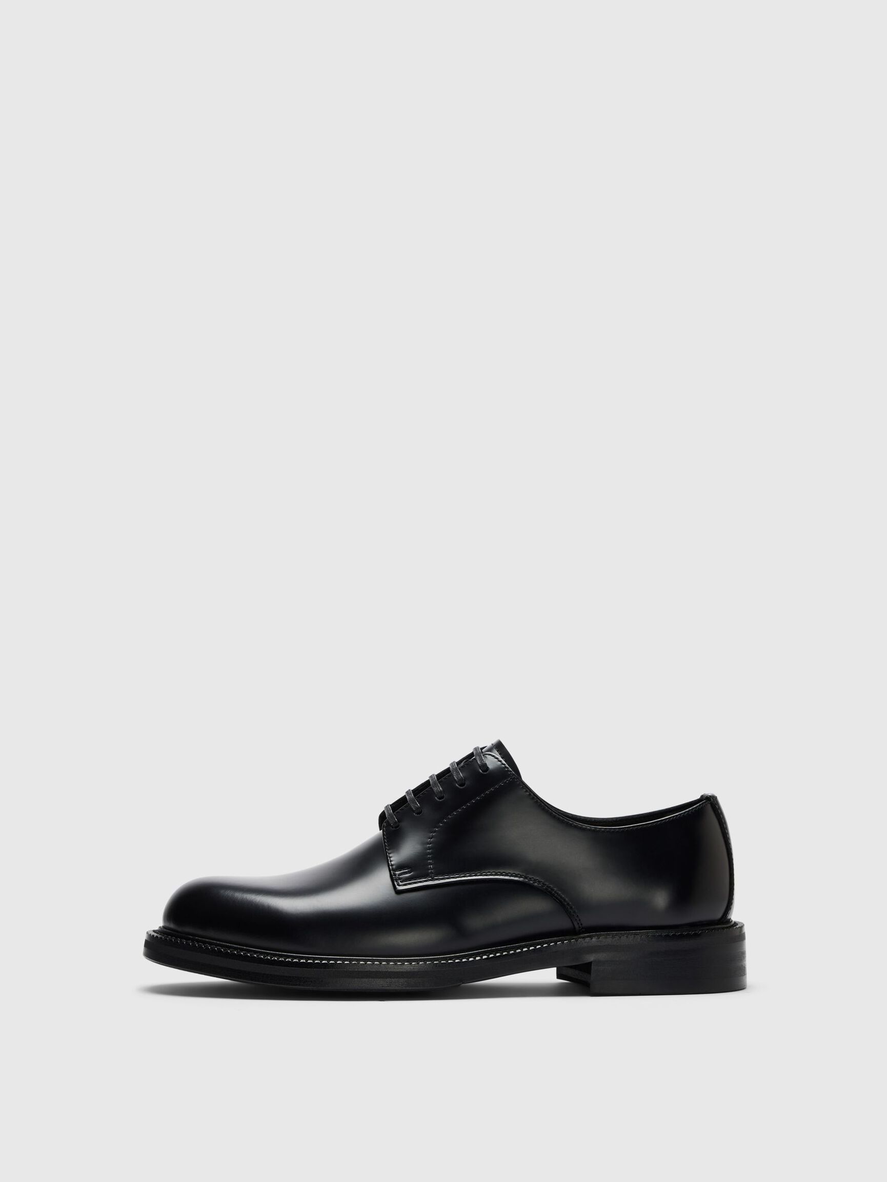 LEATHER DERBY SHOES, Black, highres