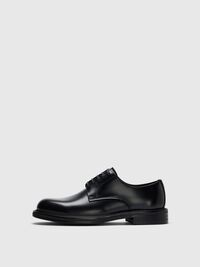 LEATHER DERBY SHOES, Black, highres