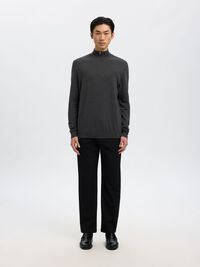 HALV GLIDELÅS STRIKKET PULLOVER, Antracit, highres