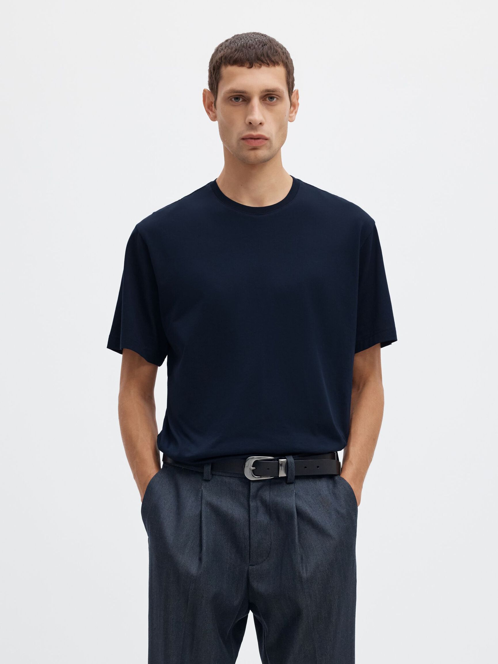BOMULL KORTERMET CREW NECK-T-SKJORTE, Sky Captain, highres