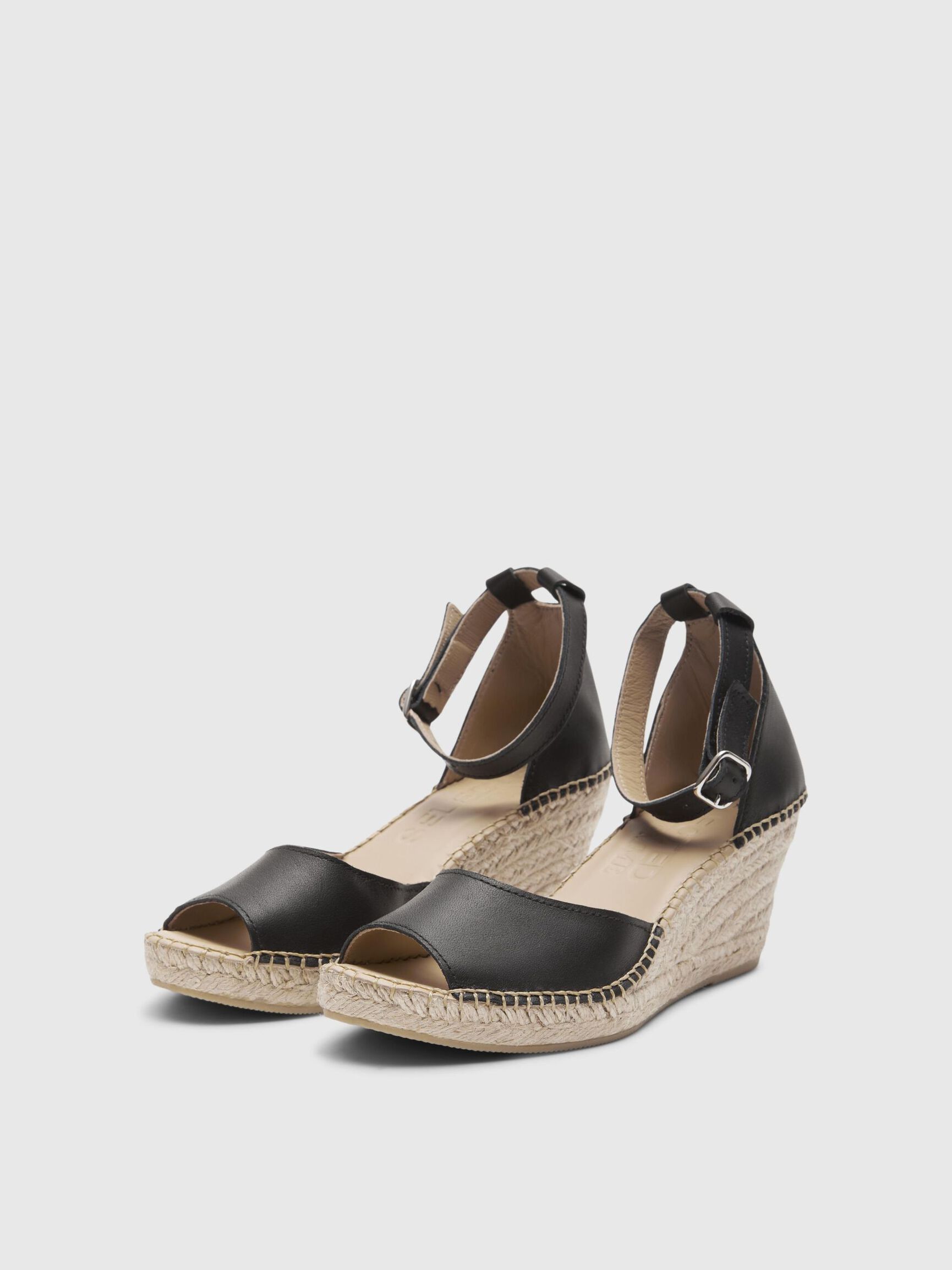 ABSATZ LEDER ESPADRILLES, Black, highres