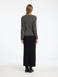 WOOL BLEND KNITTED CARDIGAN, Medium Grey Melange, highres