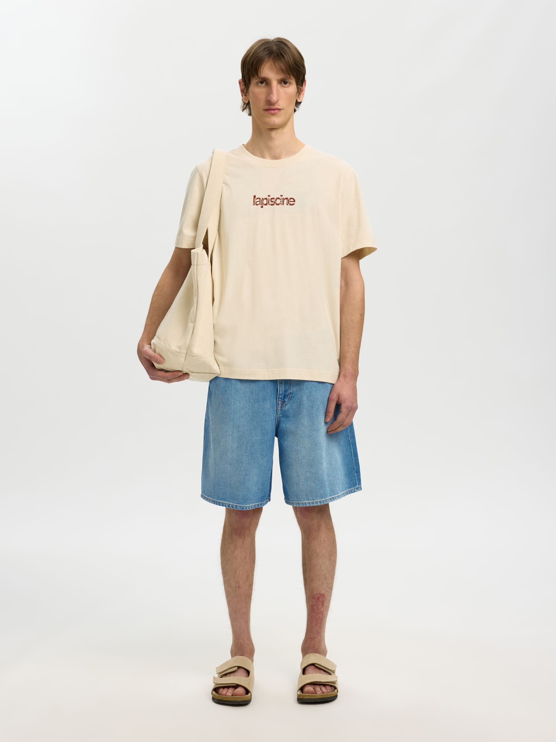 LOOSE FIT DENIM SHORTS, Medium Blue Denim, highres