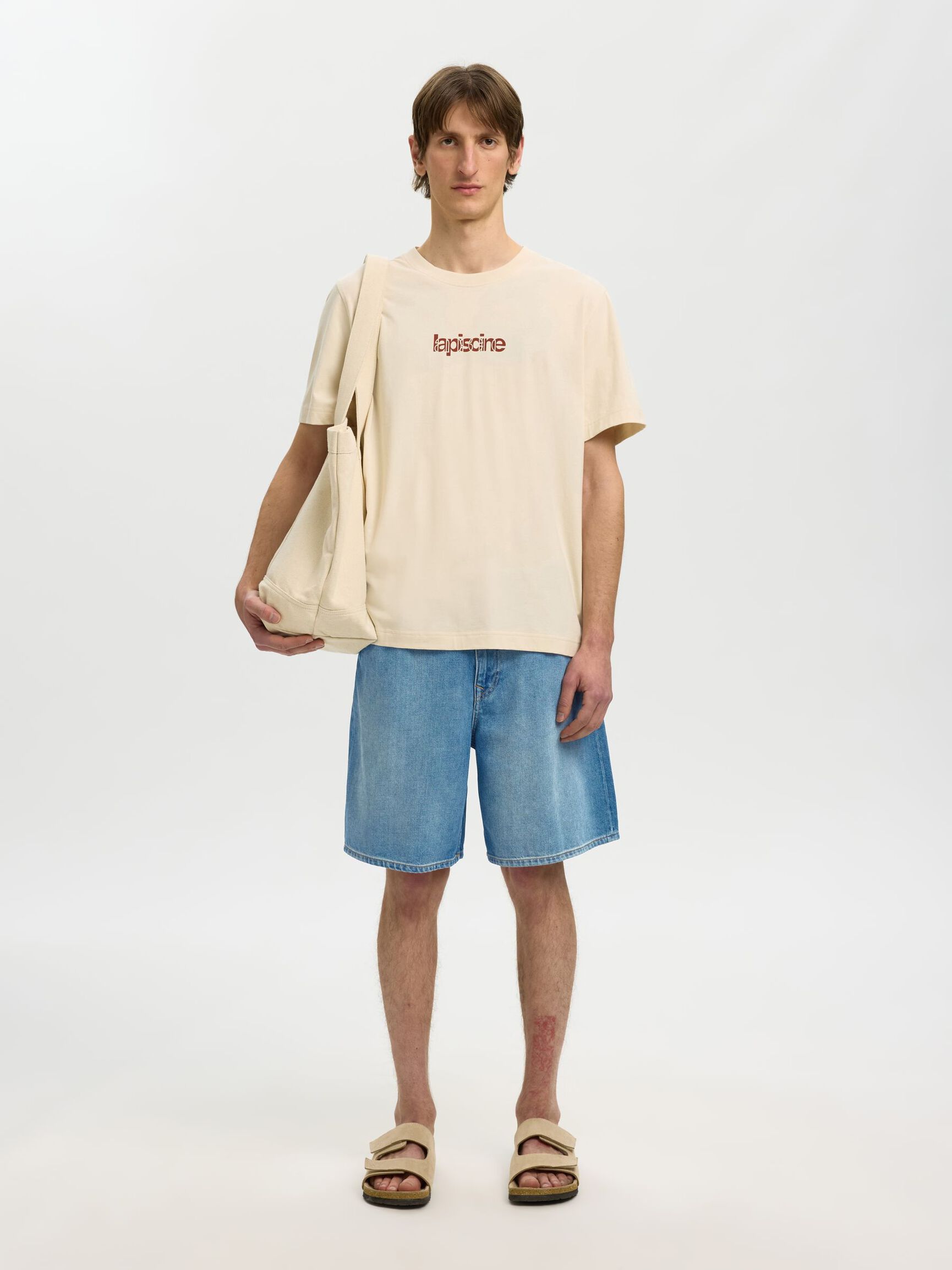 LOOSE FIT DENIM SHORTS, Medium Blue Denim, highres