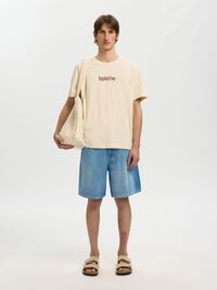 LOOSE FIT DENIM SHORTS, Medium Blue Denim, highres