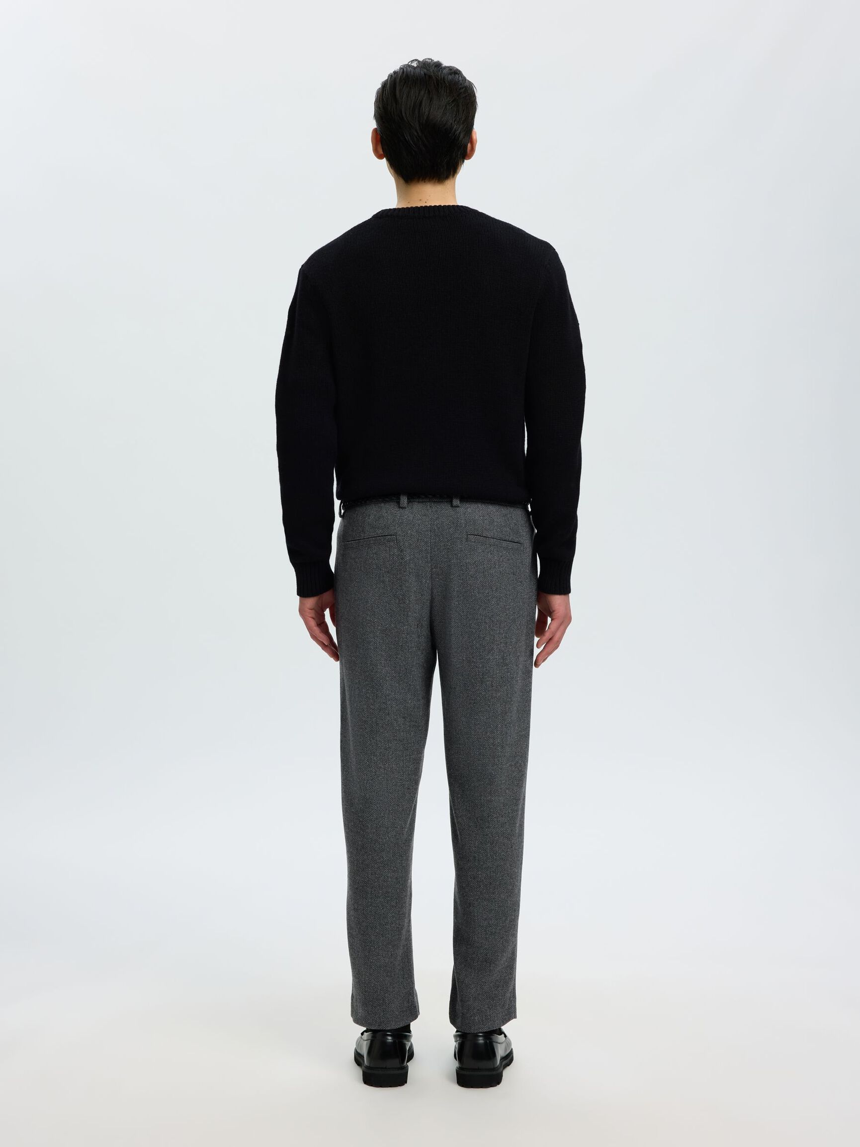 LAINE MÉLANGÉE PANTALON À COUPE EFFILÉE, Dark Grey, highres