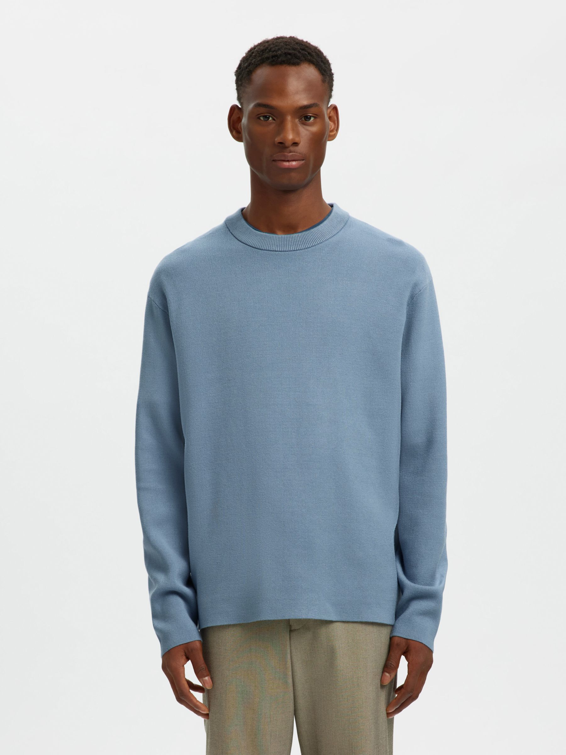 RELAXED FIT PULLOVER, Dusty Blue, highres