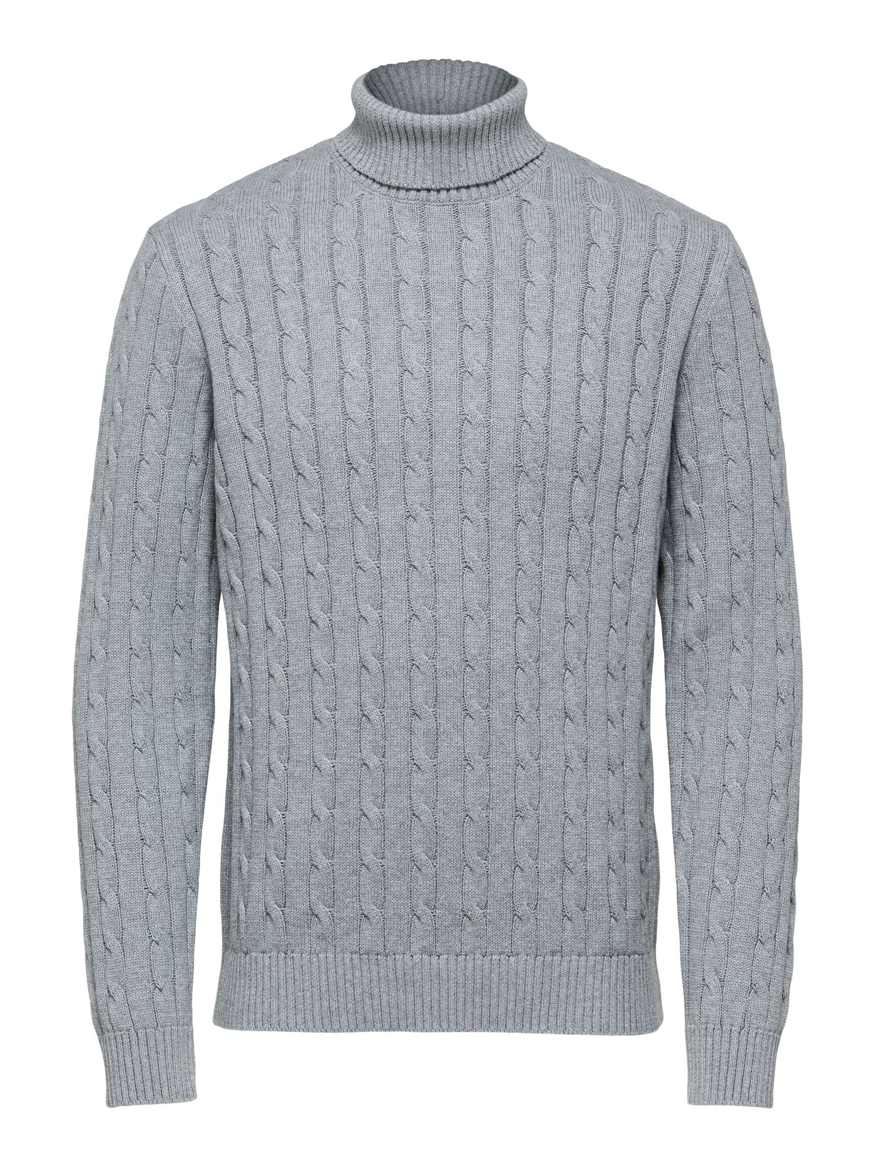 ZOPFSTRICK PULLOVER, Medium Grey Melange, highres