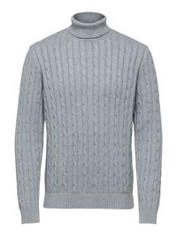 ZOPFSTRICK PULLOVER, Medium Grey Melange, highres