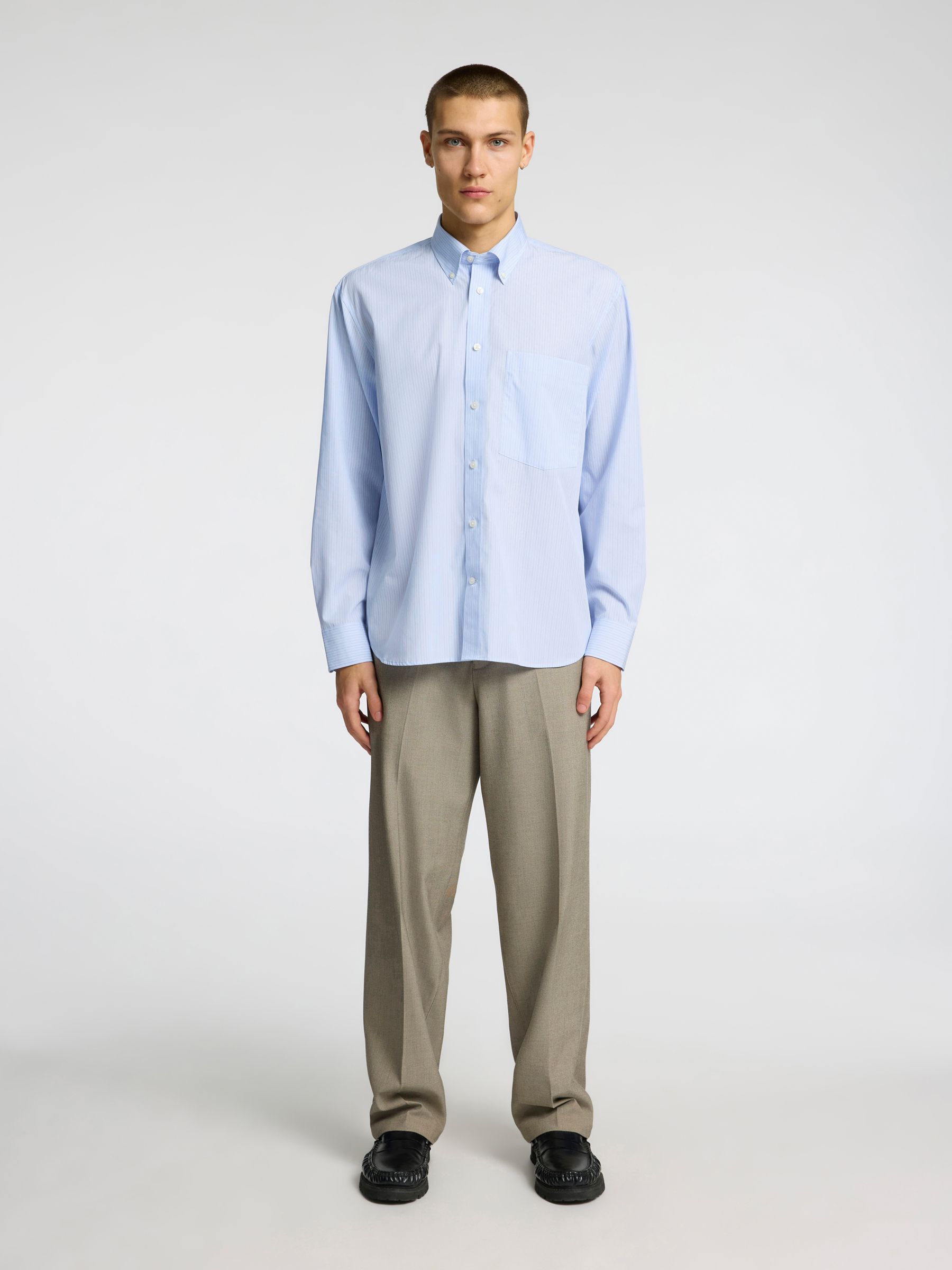 RELAXED FIT BUTTON-DOWN SHIRT, Cashmere Blue, highres