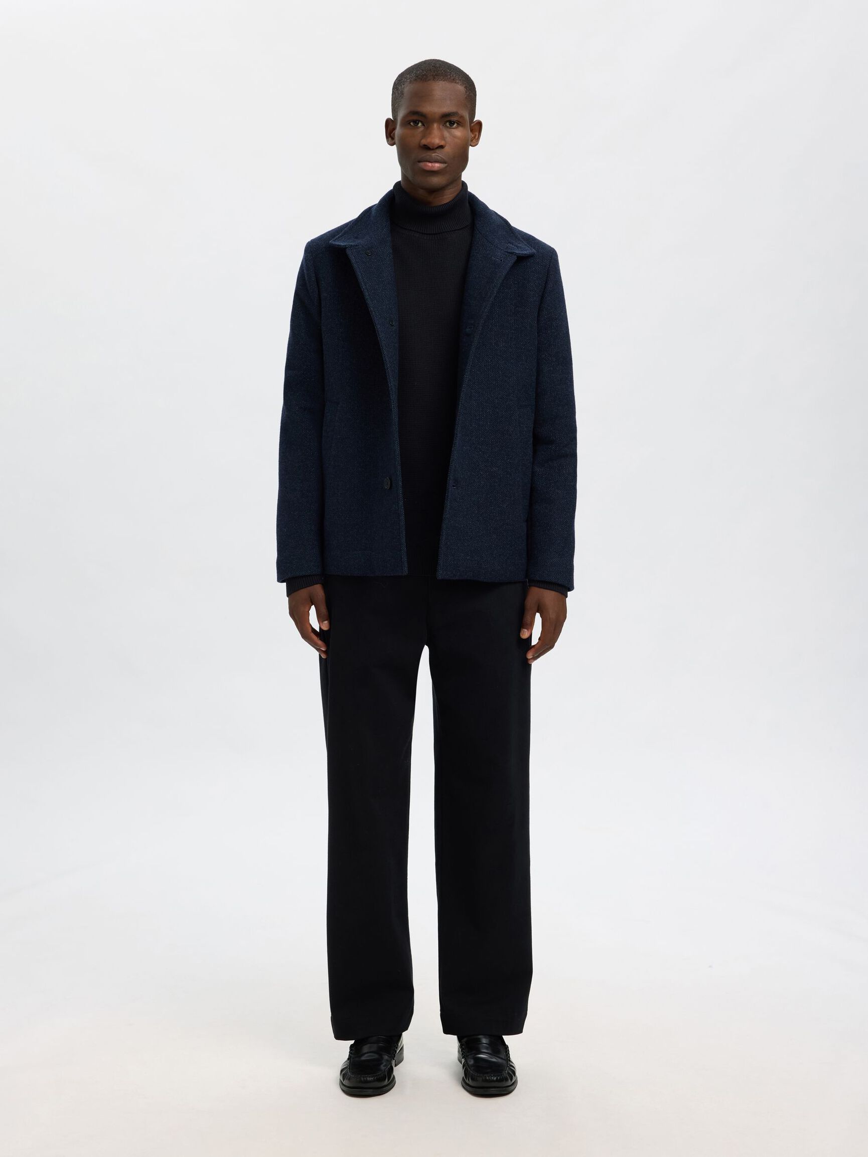 WOOL BLEND JACKET, Sky Captain, highres