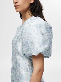 FLORAL JACQUARD MINI DRESS, Sky Blue, highres