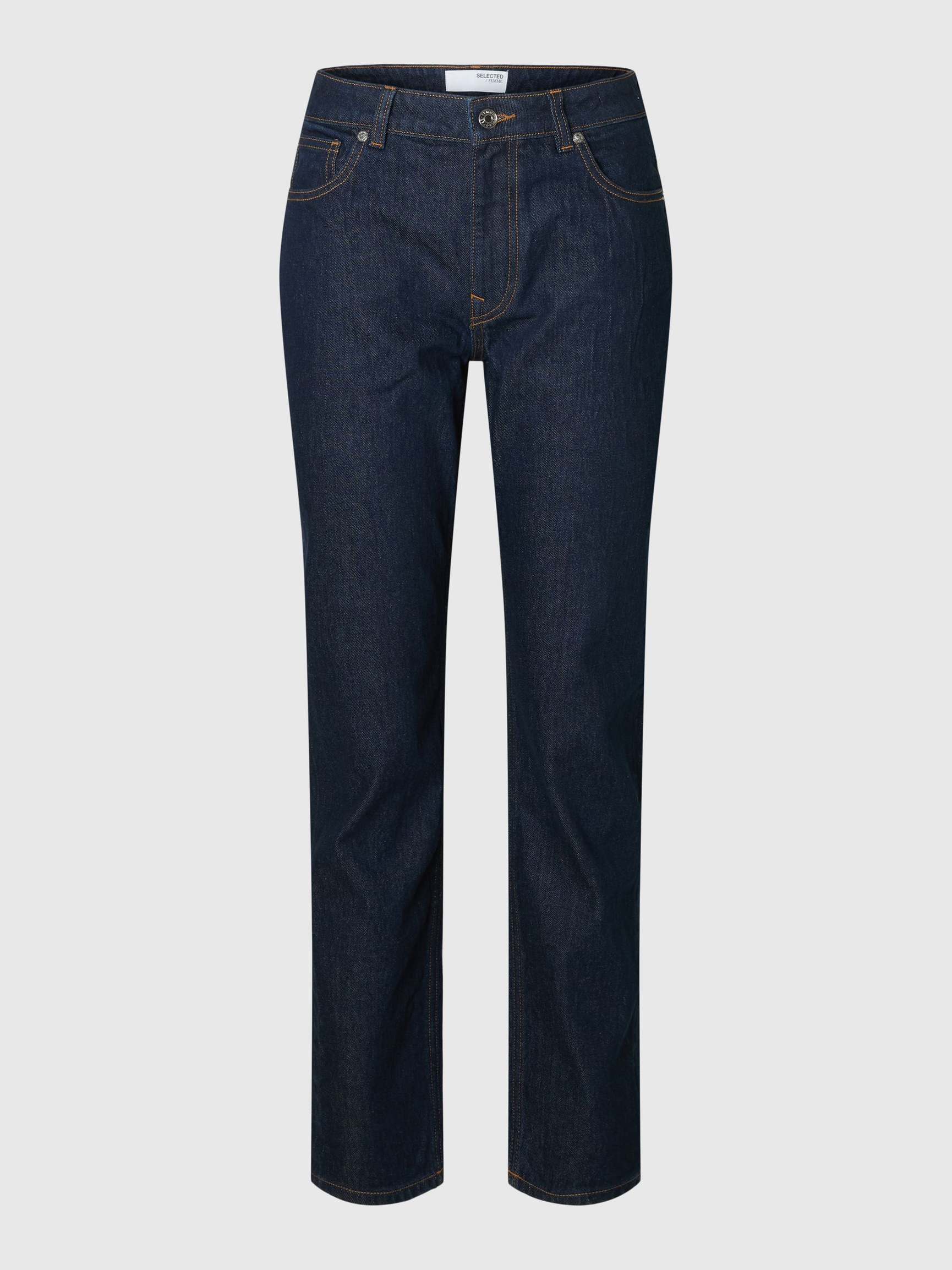 MID WAIST SLIM JEANS MED TAPERED FIT, Dark Blue Denim, highres