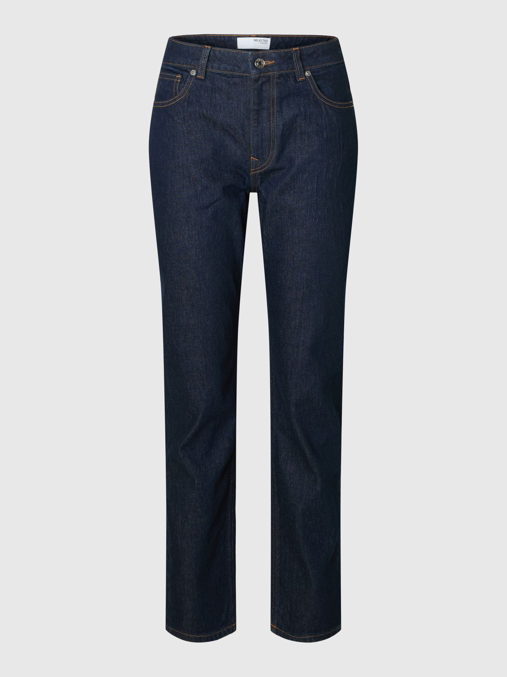 MID WAIST SLIM TAPERED-FIT JEANS, Dark Blue Denim, highres