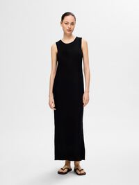VISCOSE BLEND KNITTED MAXI DRESS, Black, highres